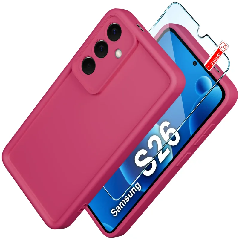 Etui silikonowe matowe do Samsung Galaxy S26 różowe ze szkłem 9H