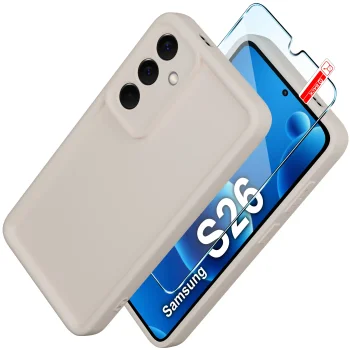 Etui do Samsung Galaxy S26 białe wzmacniane silikonowe ze szkłem