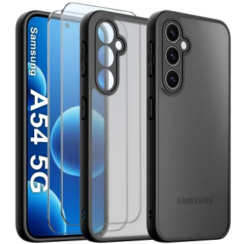 Etui do Samsung Galaxy A54 5G wzmacniane matowe czarne z zestawem 2 szkieł