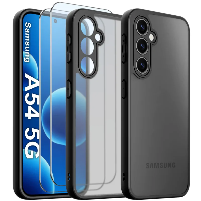 Etui matowe do Samsung Galaxy A54 5G z dwoma szkłami hartowanymi 9H