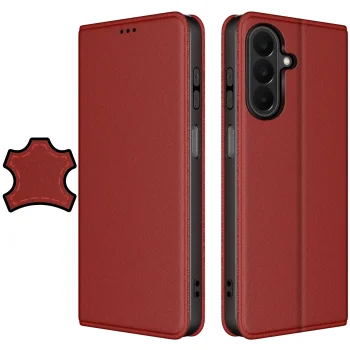 Etui do Samsung Galaxy A27 5G skórzane zamykane bordowe ze szkłem