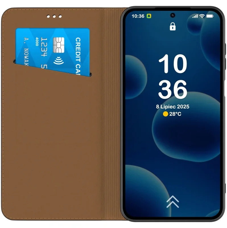 Czarne etui portfelowe do Samsung Galaxy A27 z kieszonkami na karty