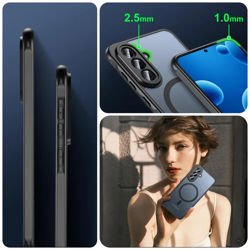 Samsung Galaxy A37 5G etui MagSafe czarne - ochrona obiektywów, podwyższone ranty