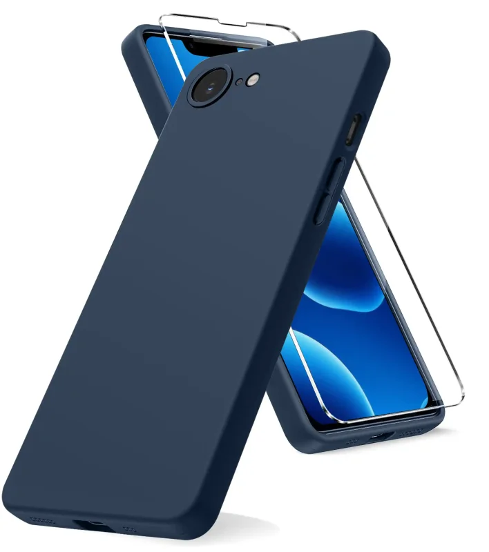Elastyczne etui do iPhone 16e / 17e w kolorze granatowym z matową powierzchnią ograniczającą ślady palców