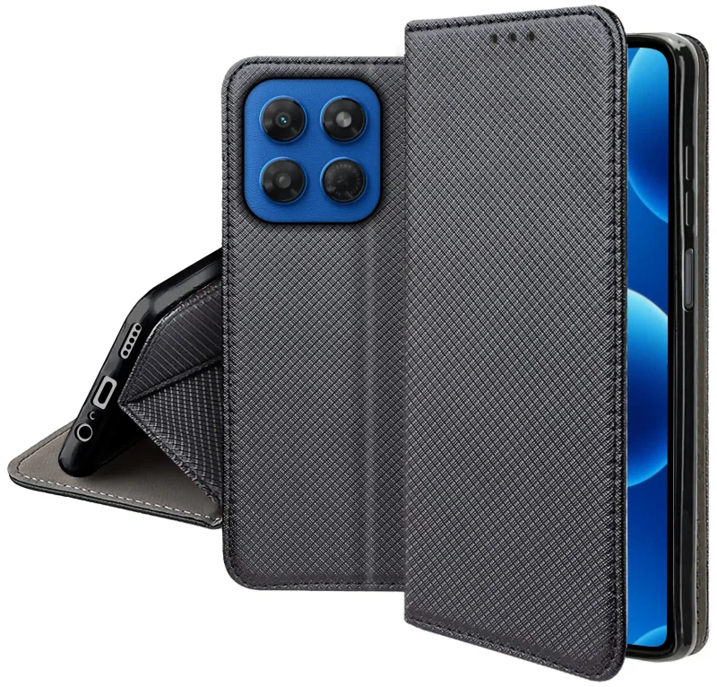 Zamykane etui z klapką do Motorola Moto G37 z matową strukturą, wycięciami na porty oraz ochroną aparatów i boków smartfona