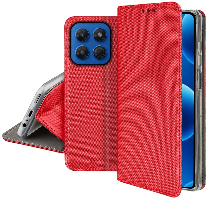 Zamykane etui z klapką do Motorola Moto G37 z matową strukturą, wycięciami na porty oraz ochroną aparatów i boków smartfona
