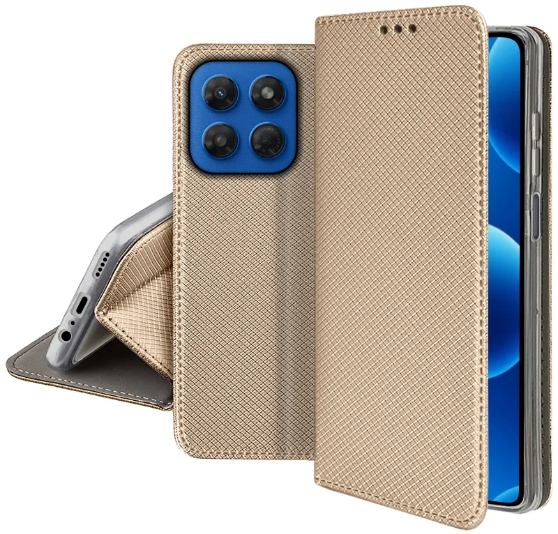 Zamykane etui z klapką do Motorola Moto G37 z matową strukturą, wycięciami na porty oraz ochroną aparatów i boków smartfona