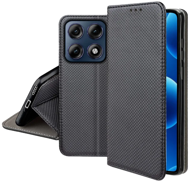 Zamykane etui z klapką do Motorola Edge 70 Pro 5G z matową strukturą, wycięciami na porty oraz ochroną aparatów i boków smartfona