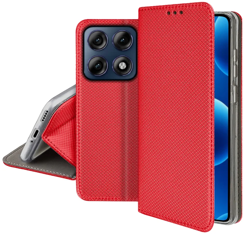 Zamykane etui z klapką do Motorola Edge 70 Pro 5G z matową strukturą, wycięciami na porty oraz ochroną aparatów i boków smartfona