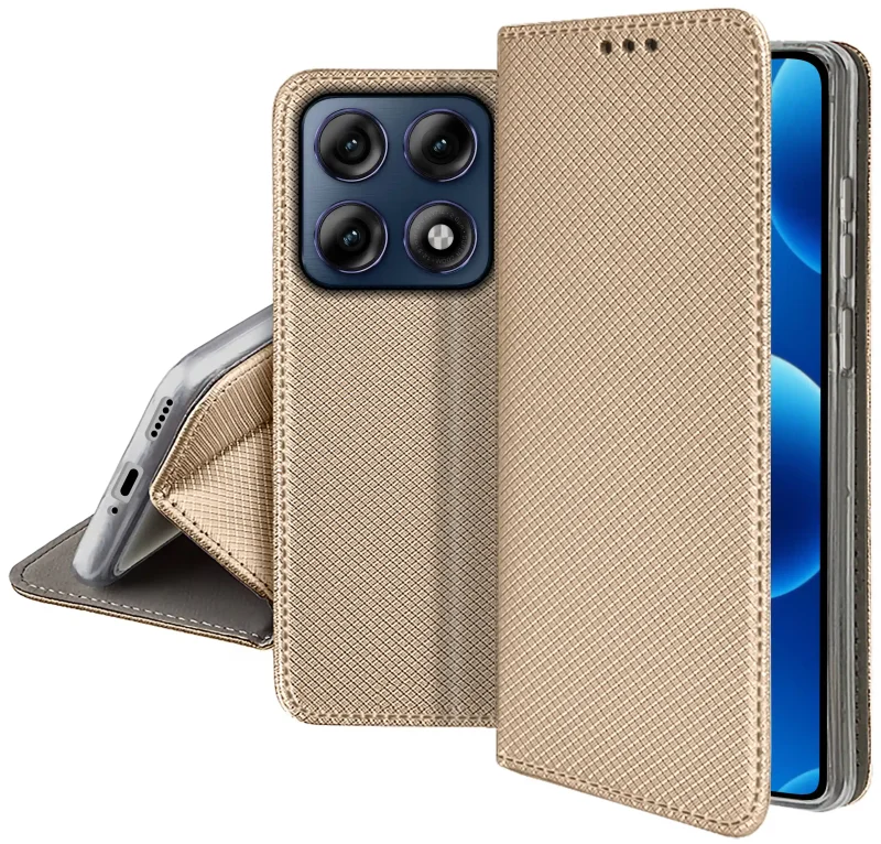 Zamykane etui z klapką do Motorola Edge 70 Pro 5G z matową strukturą, wycięciami na porty oraz ochroną aparatów i boków smartfona