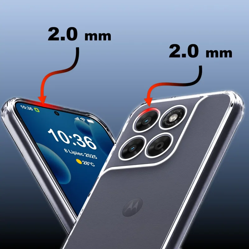 Etui Clear Case do Motorola Moto G37 – podwyższone ranty 2.0 mm chroniące ekran i aparat