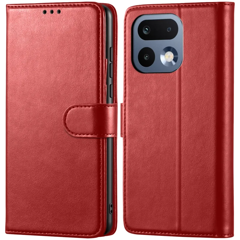Czerwone etui z klapką skórzane do Realme 16 Pro 5G z magnetycznym zamknięciem