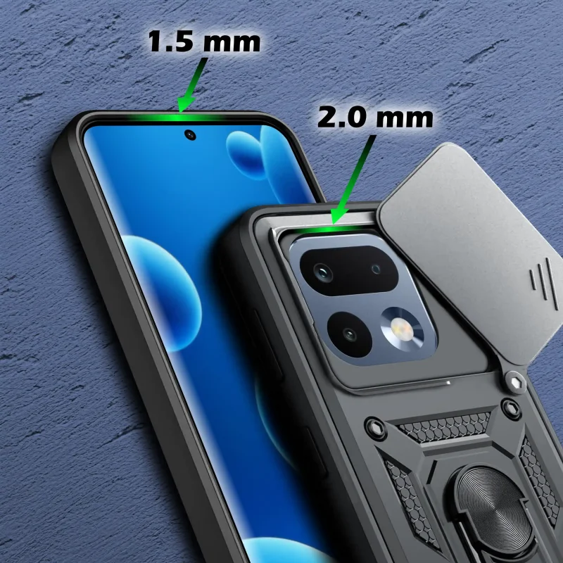 Podwyższone ranty ekranu i aparatu w etui pancernym do Realme 16 Pro+ Plus 5G zwiększające ochronę podczas odkładania telefonu