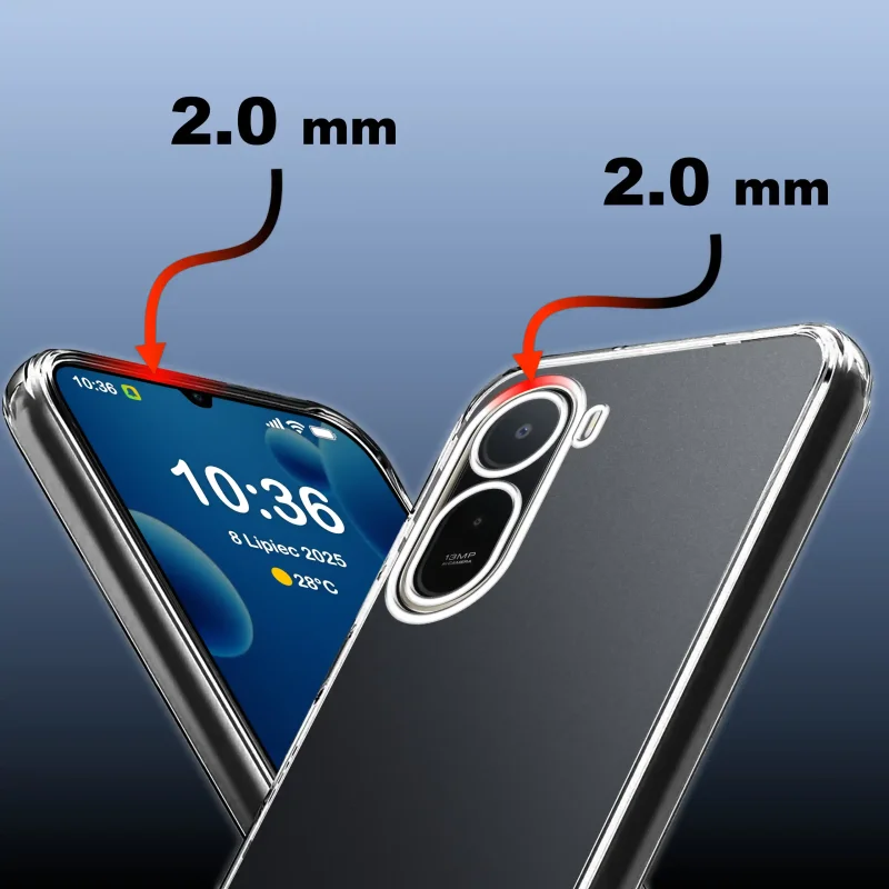 Etui Clear Case do Xiaomi Redmi A7 Pro – podwyższone ranty 2.0 mm chroniące ekran i aparat