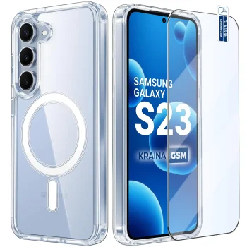 Etui do Samsung Galaxy S23 bezbarwne Magsafe ze szkłem