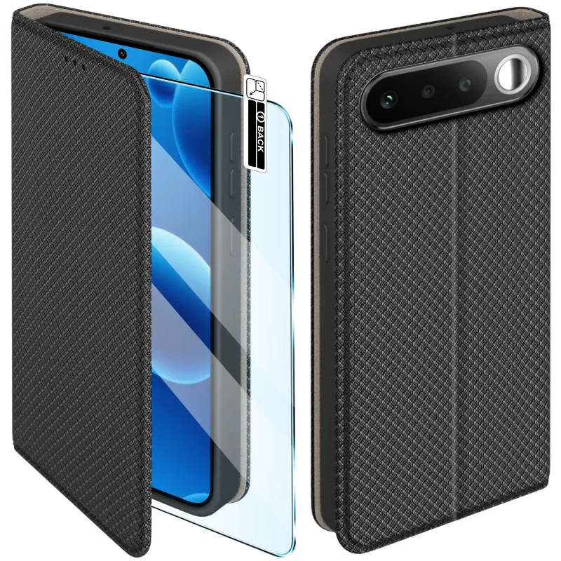Etui z klapką do Realme 16 5G w czarnym kolorze z magnetycznym zamknięciem, antypoślizgową fakturą i elastycznym TPU chroniącym telefon