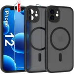 Etui do iPhone 12 Magsafe Matt czarne ze szkłem