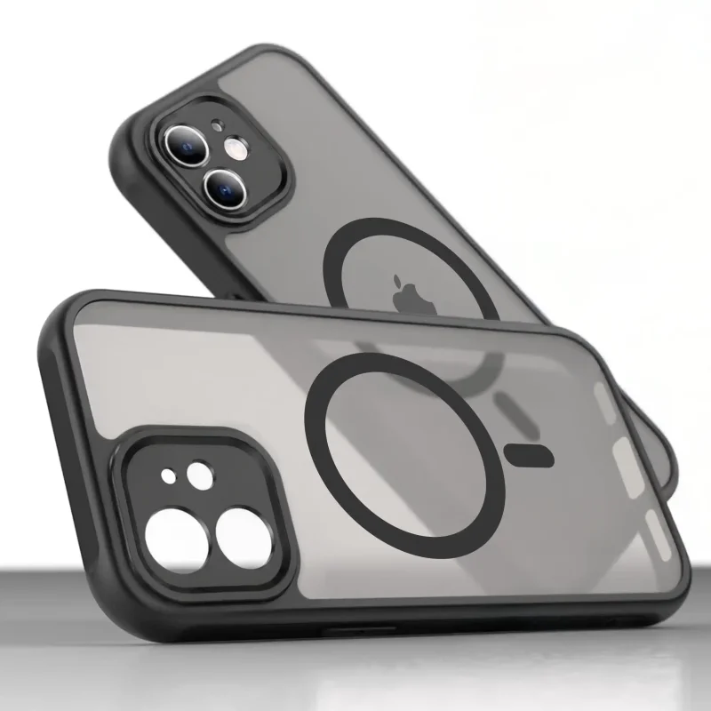 Etui na iPhone 11 czarne MagSafe półprzezroczyste z matowym wykończeniem – przód obudowy