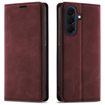 Etui do Samsung Galaxy A36 / A37 5G z klapką skórzane Velvet bordowe ze szkłem