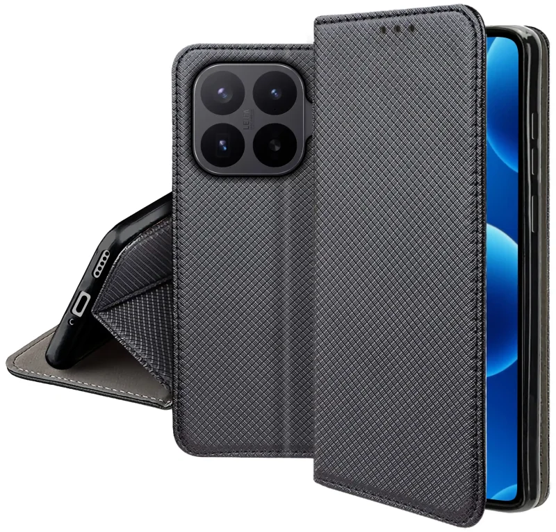 Zamykane etui z klapką do Xiaomi 17T Pro z matową strukturą, wycięciami na porty oraz ochroną aparatów i boków smartfona