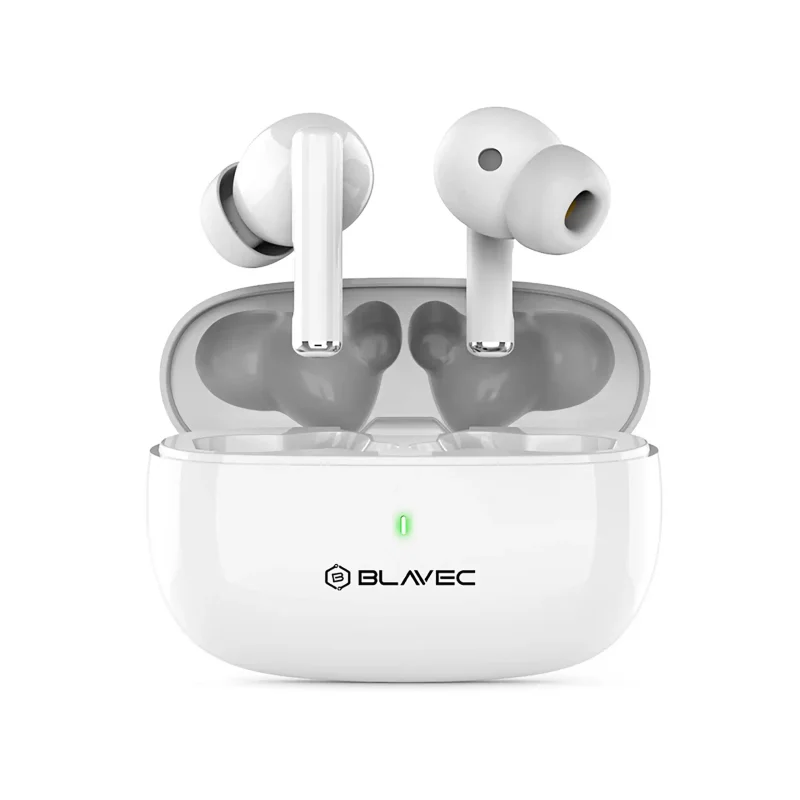Słuchawki bezprzewodowe BLAVEC Bluetooth TWS białe z mikrofonem w etui ładującym USB-C