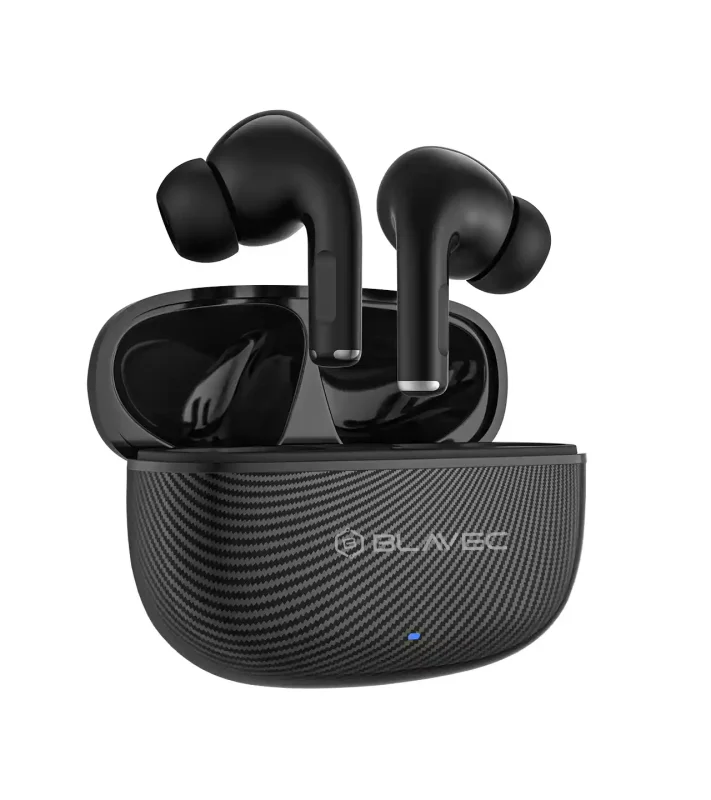 Słuchawki bezprzewodowe BLAVEC Bluetooth TWS czarne carbon z mikrofonem w etui ładującym USB-C