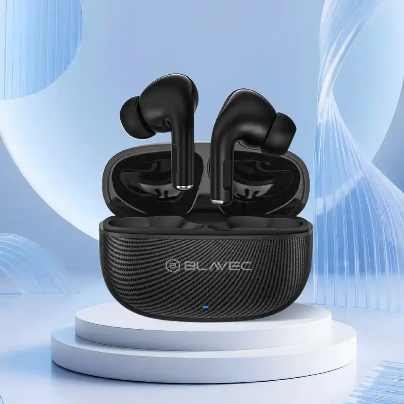 Bezprzewodowe słuchawki BLAVEC TWS w uszach Bluetooth dokanałowe czarne carbon do muzyki rozmów i telefonu