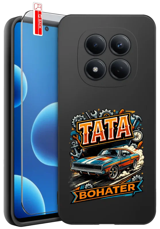 Etui dla Taty do Xiaomi Redmi Note 15 Pro 4G z kolorowym nadrukiem „Tata Bohater” oraz szkłem hartowanym 9H