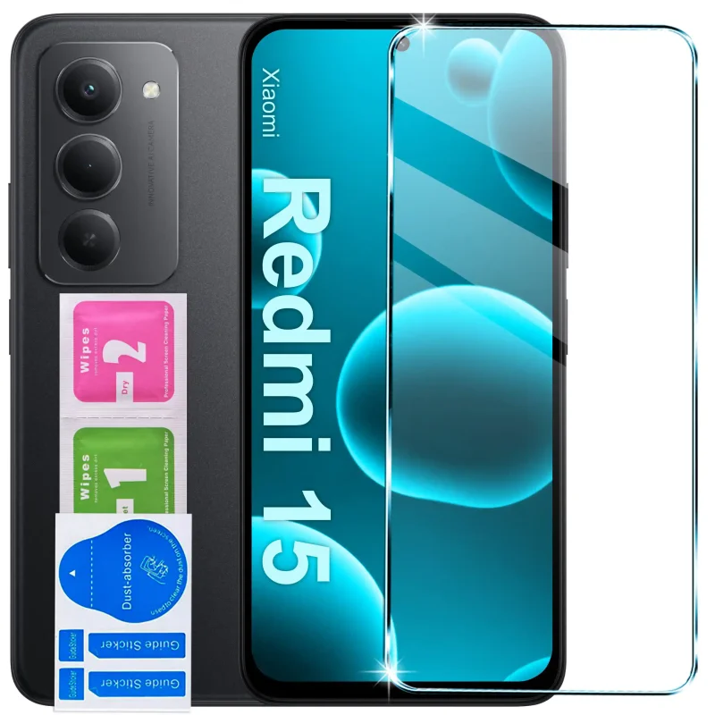 Szkło hartowane 9H do Xiaomi Redmi 15 4G / 5G z zestawem do montażu