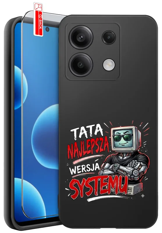 Etui dla Taty do Xiaomi Redmi Note 14S z kolorowym nadrukiem „Tata najlepsza wersja systemu” oraz szkłem hartowanym 9H
