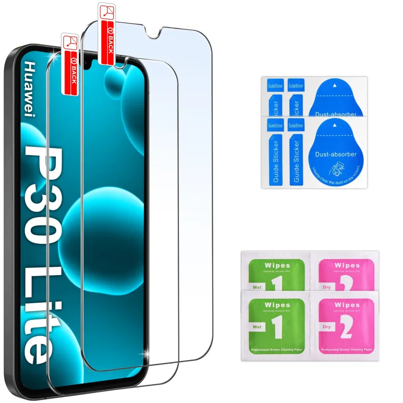 Zestaw 2 szkieł hartowanych 9H do Huawei P30 Lite i zestaw do montażu