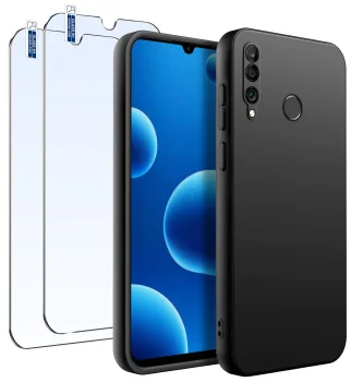 Etui do Huawei P30 Lite czarne matowe z zestawem 2 szkieł