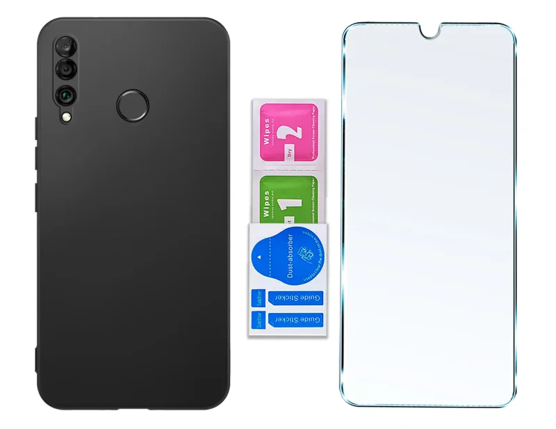Matowe etui silikonowe do Huawei P30 Lite ze szkłem hartowanym i zestawem montażowym