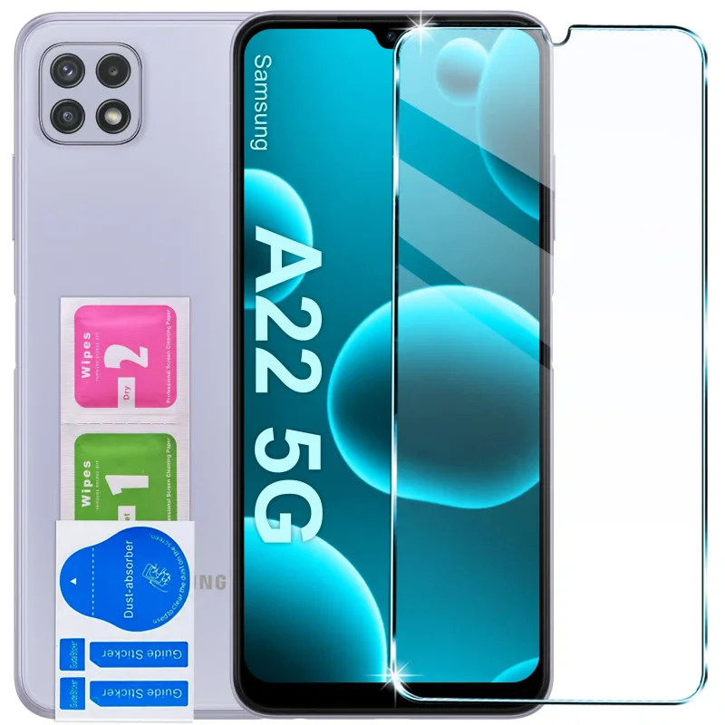 Szkło hartowane 9H do Samsung Galaxy A22 5G wraz z zestawem ściereczek i naklejek do montażu