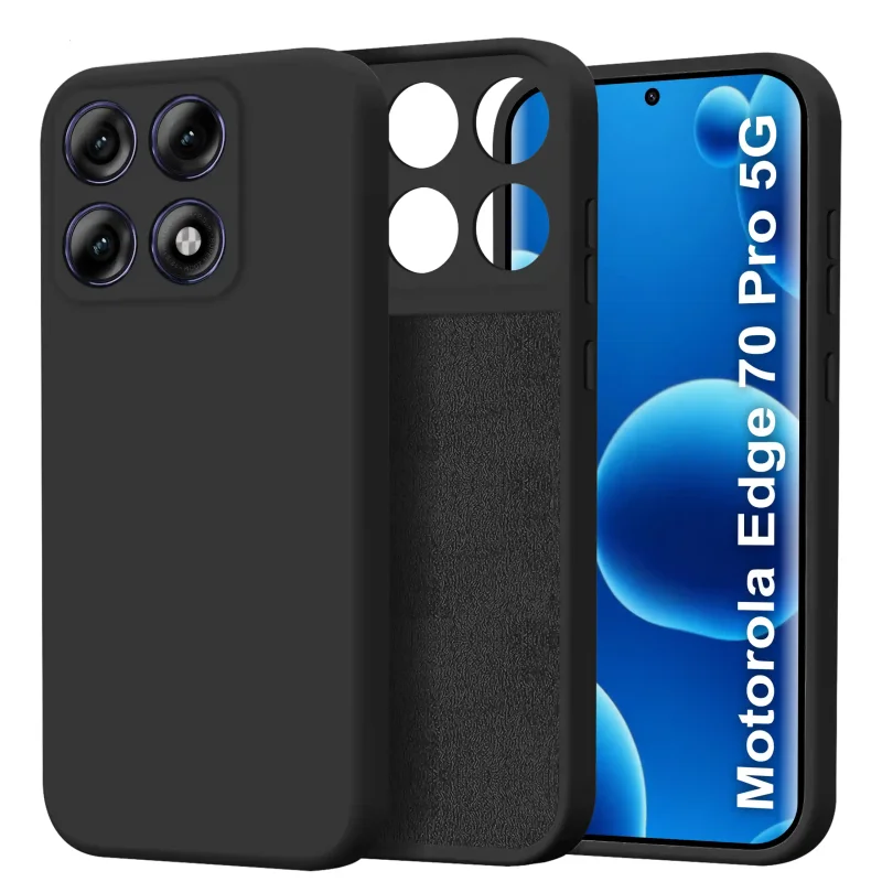 Etui silikonowe Motorola Edge 70 Pro 5G czarne z mikrofibrą