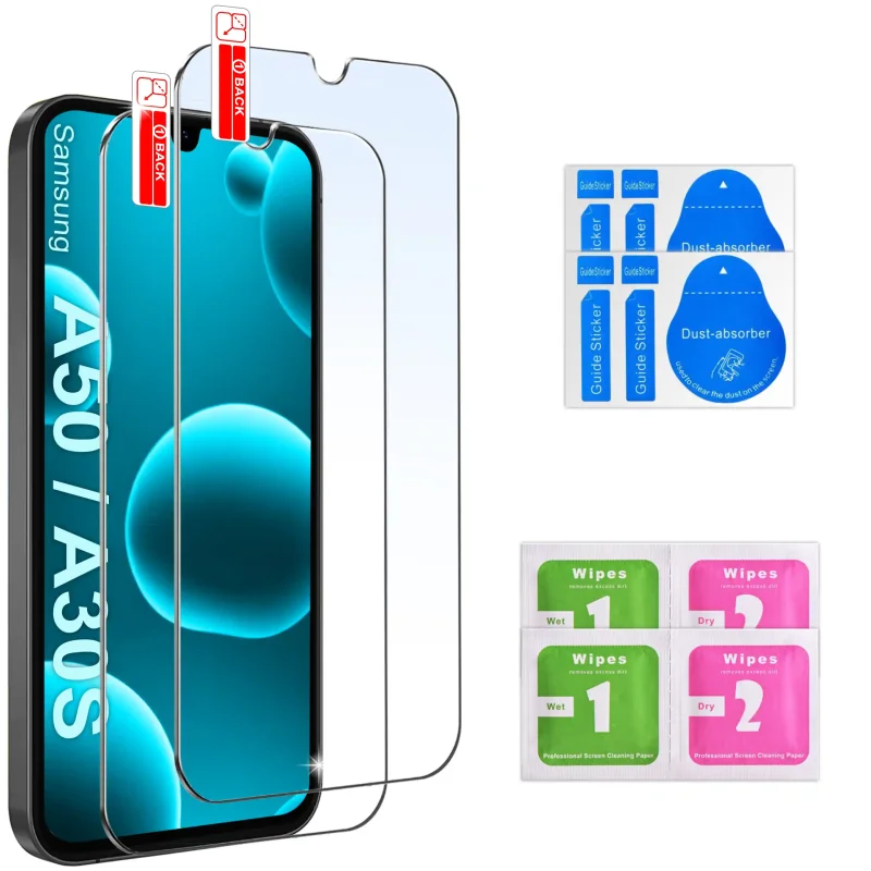 Zestaw 2 szkieł hartowanych 9H do Samsung Galaxy A50 / A30s i zestaw do montażu