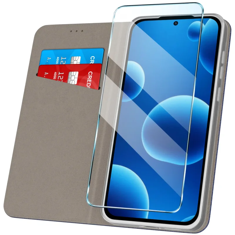 Etui z klapką do Oppo Reno 15 F / 15 FS 5G z kieszonkami na karty – widok wnętrza i ochrona ekranu