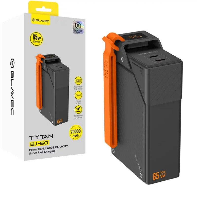 Powerbank BLAVEC 20000 mAh 65W PD z 2x USB-C – szybkie ładowanie urządzeń mobilnych
