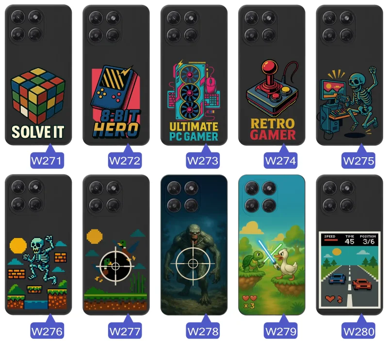 Etui Motorola Moto G37 z nadrukiem retro arcade: joystick, hasło „Retro Gamer” oraz klasyczne elementy konsol w stylu vintage