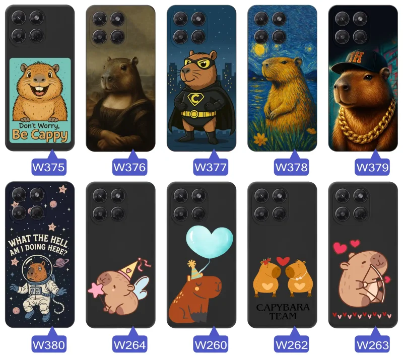 Różne etui z kapibarą do Motorola Moto G37: barwne ilustracje, zabawne hasła i różnorodne motywy