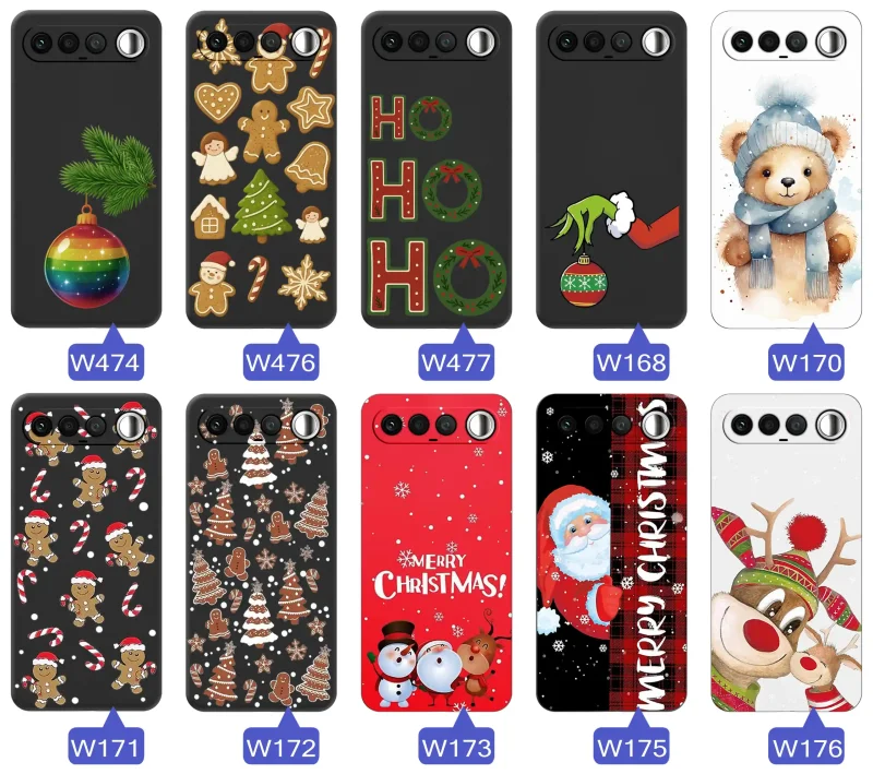 Różne etui świąteczne na Realme 16 5G: motywy świąteczne i zimowe w odcieniach czerwieni, zieleni i bieli