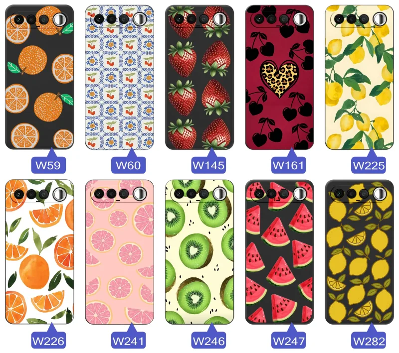 Kolekcja etui z owocami na etui do Realme 16 5G: truskawki, pomarańcze, cytryny, kiwi