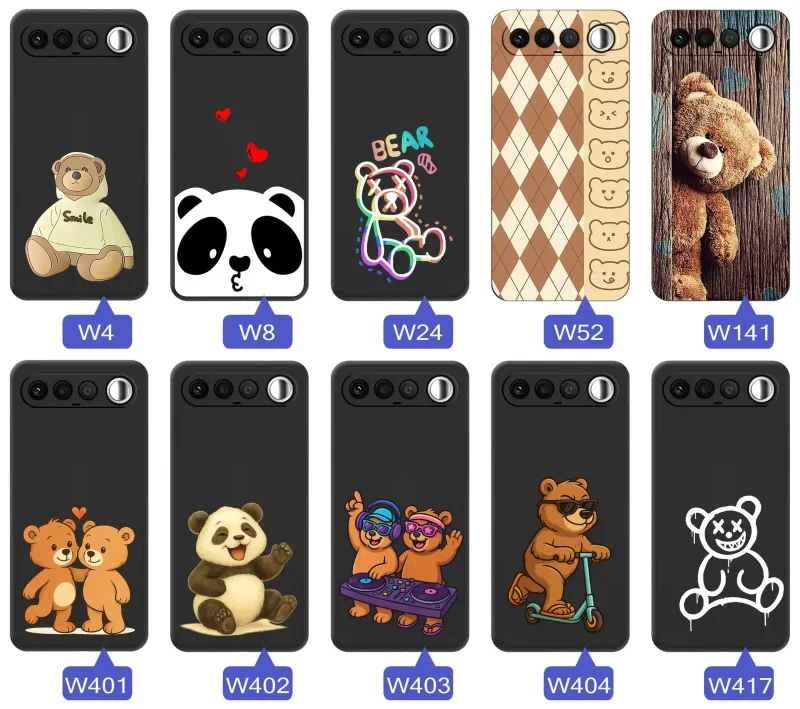 Kolekcja wzorów z misiem na etui do Realme 16 5G, różne grafiki misiów, pandy, koale