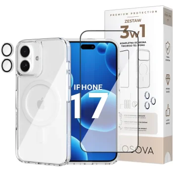 Zestaw 3w1 OSOVA etui do iPhone 17 MagSafe, szkło hartowane na ekran i aparat