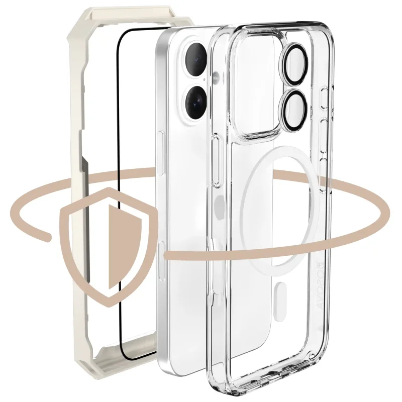 Przezroczyste etui MagSafe OSOVA do iPhone 17 oraz szkło hartowane i ochrona obiektywów