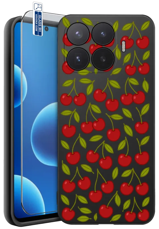 Etui z owocami do Xiaomi 17T z motywem wiśni oraz szkłem hartowanym 9H w zestawie