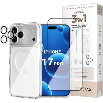 Zestaw 3w1 OSOVA etui do iPhone 17 Pro MagSafe, szkło hartowane na ekran i aparat