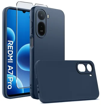 Etui do Xiaomi Redmi A7 Pro granatowe matowe ze szkłem