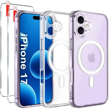 Etui do iPhone 17 bezbarwne Magsafe z zestawem 2 szkieł