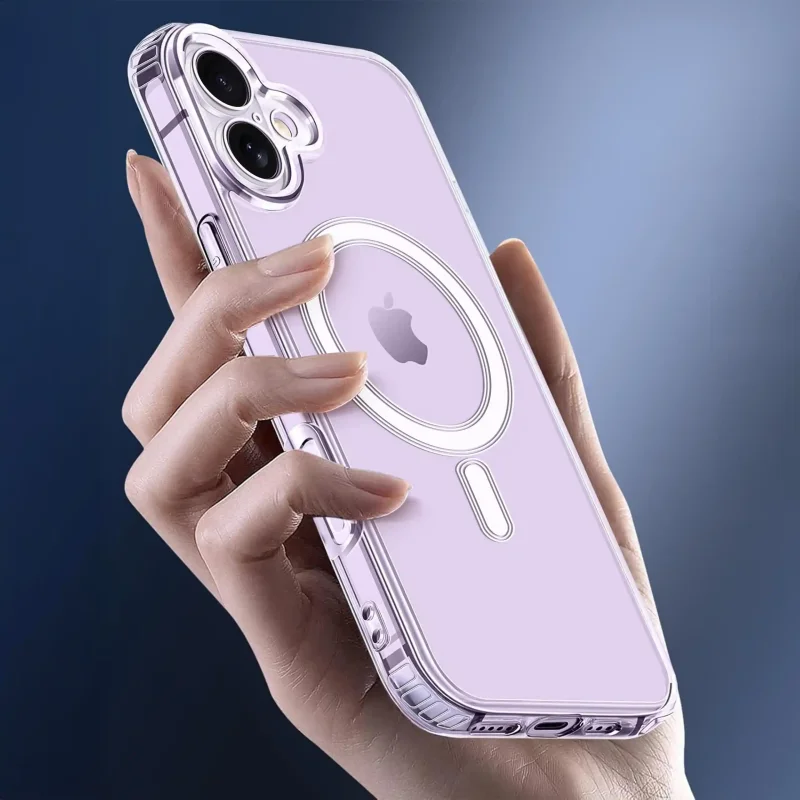 Etui magnetyczne przezroczyste do iPhone 17 elegancki wygląd smartfona w dłoni